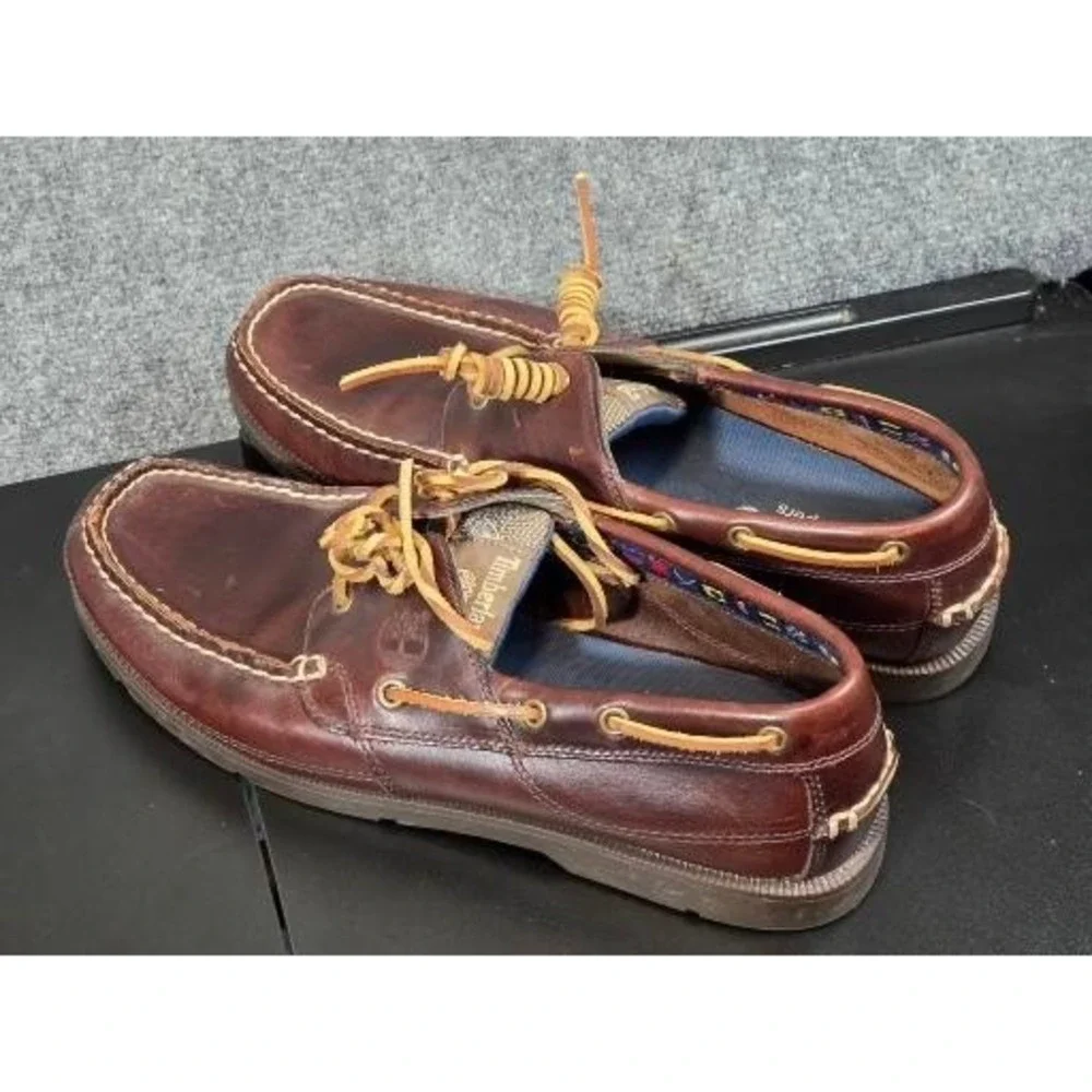 Timberland Earthkeepers Mens 11.5‎ Dark Brown Leather Boat Shoes Loafers Casual